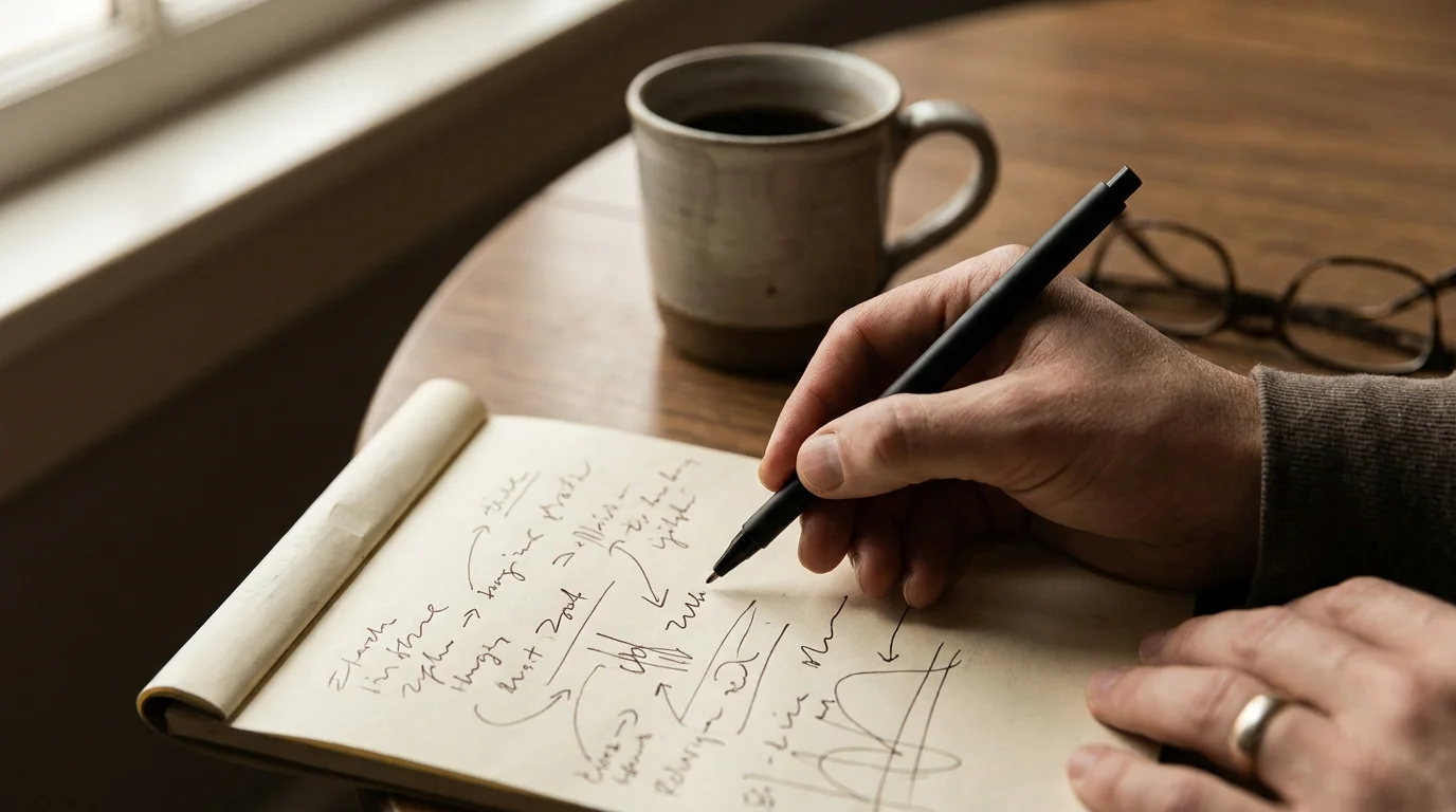 Notizblock mit handschriftlicher Rechnung zu Bonusbedingungen und Umsatzanforderungen im deutschen Casino