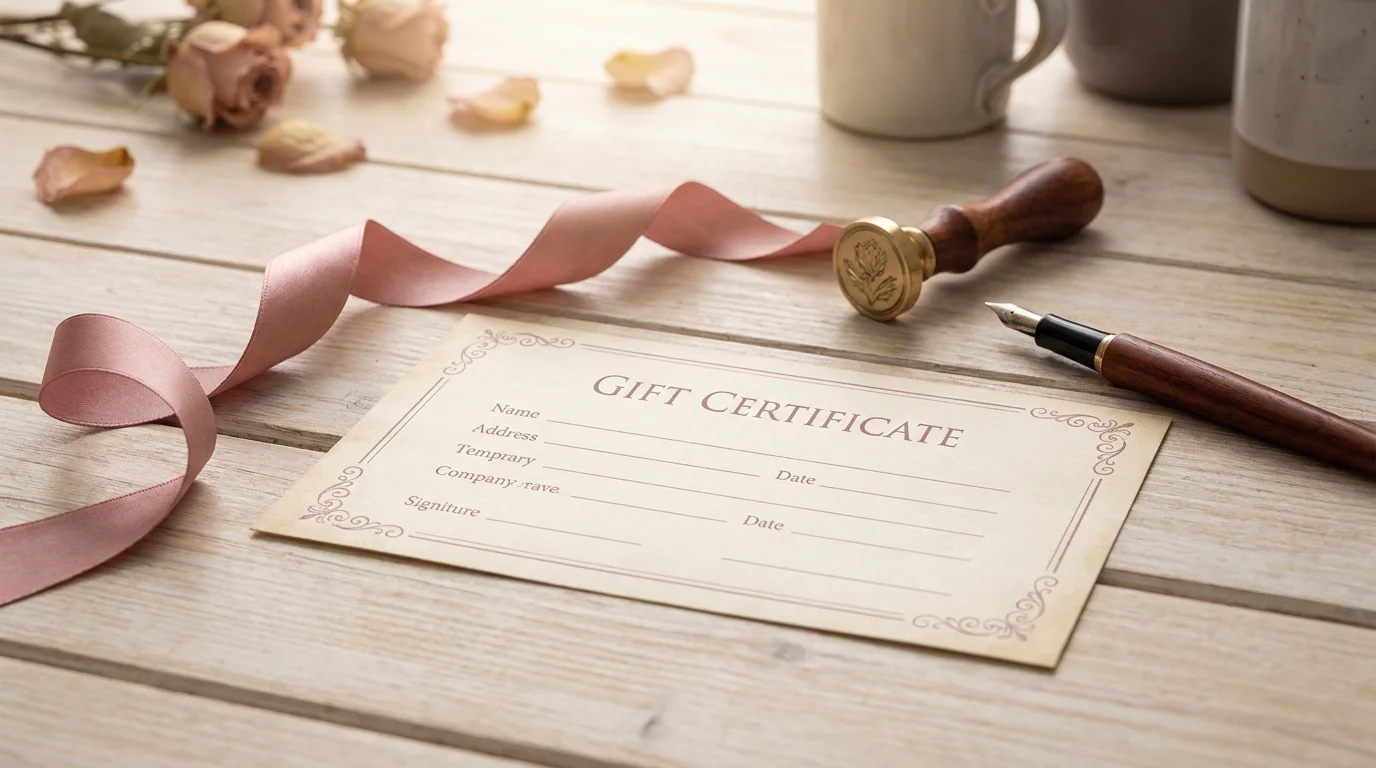Bastelvorlage für einen Casino-Geschenkgutschein auf einem Holztisch mit Bändern und Stempel