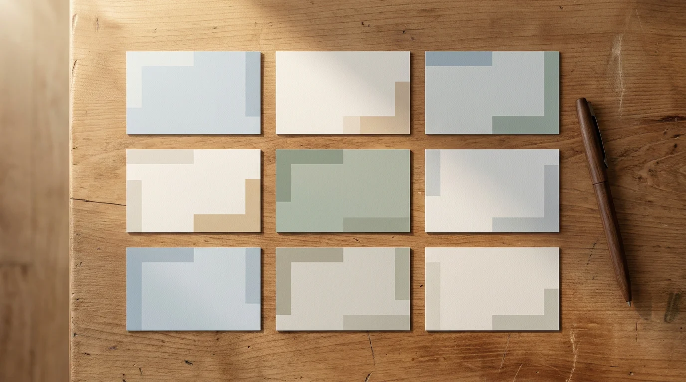 Neun schematische Anbieter-Karten in einer Rasterübersicht mit dezenten Farbcodes