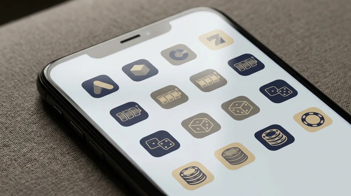 Übersicht mehrerer Casino-App-Icons auf einem Startbildschirm