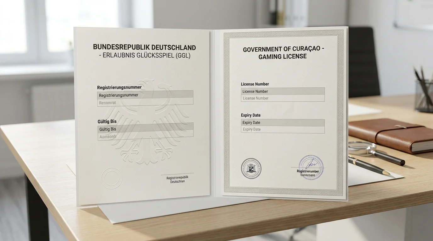 Lizenzdokumente GGL und Curaçao nebeneinander im Vergleich