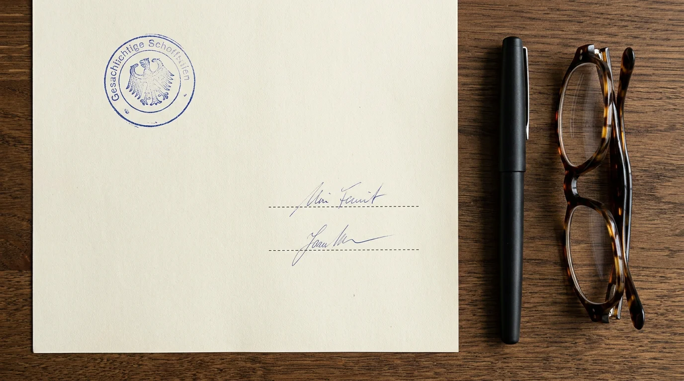 Amtliches deutsches Dokument mit Stempel und Aktenzeichen als Sinnbild für die Konzessionslage der deutschen Glücksspielaufsicht