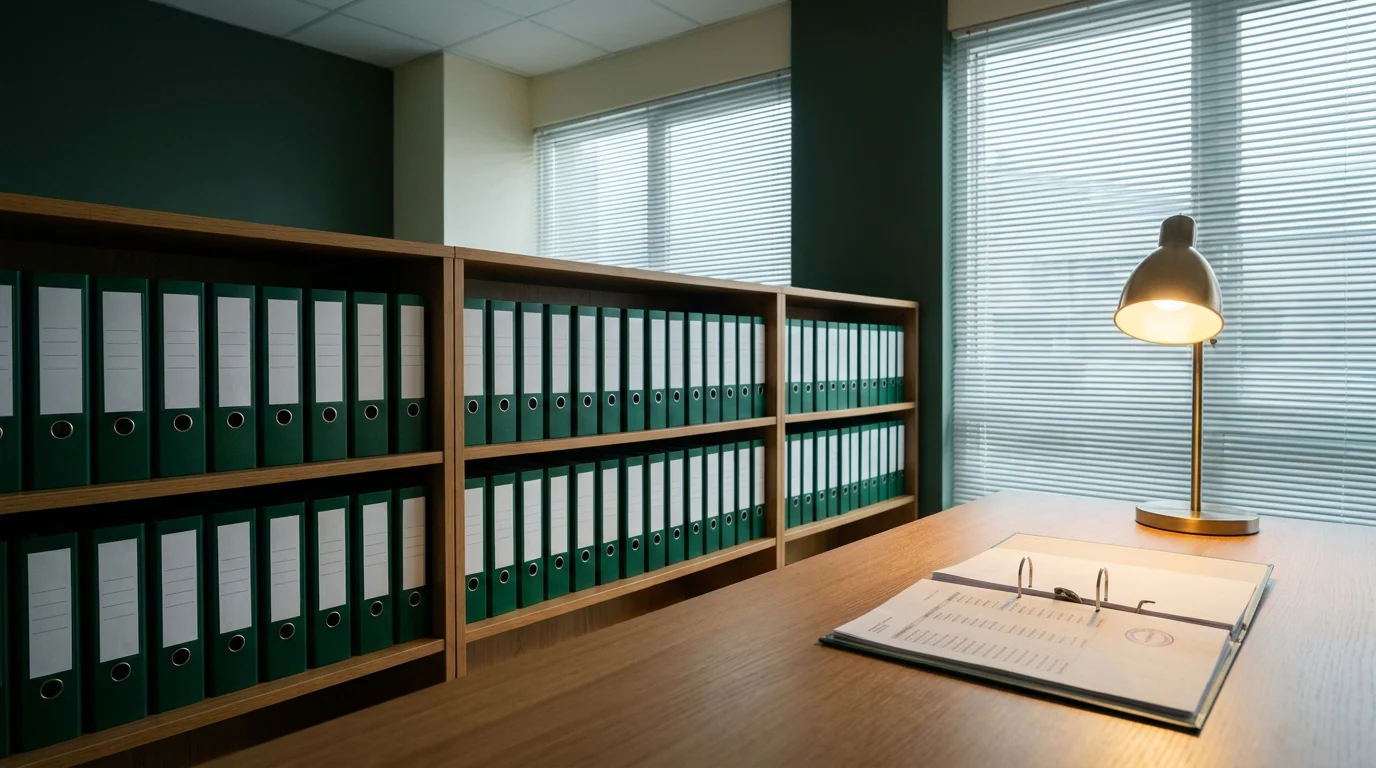 Behördliches Aktenregal mit Ordnern zur GGL-Whitelist der legalen Anbieter
