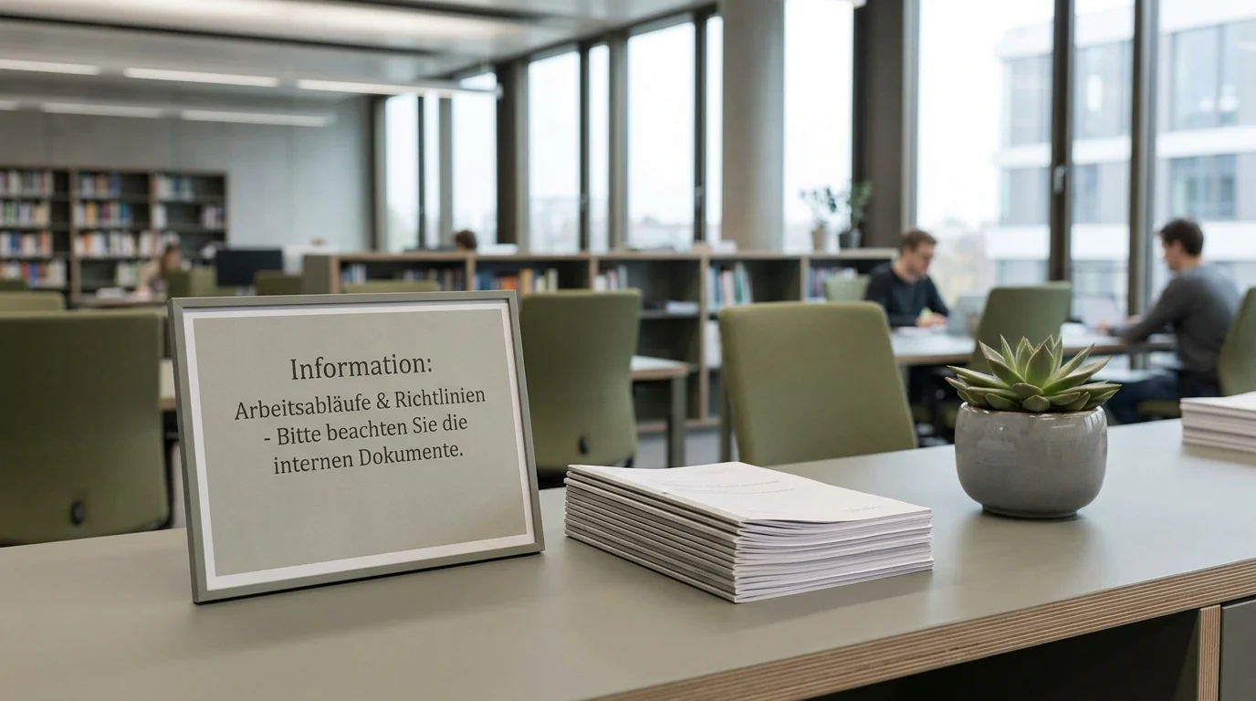 OASIS und LUGAS Sperrdatei: Hinweisschild und Dokumentenstapel auf deutschem Schreibtisch