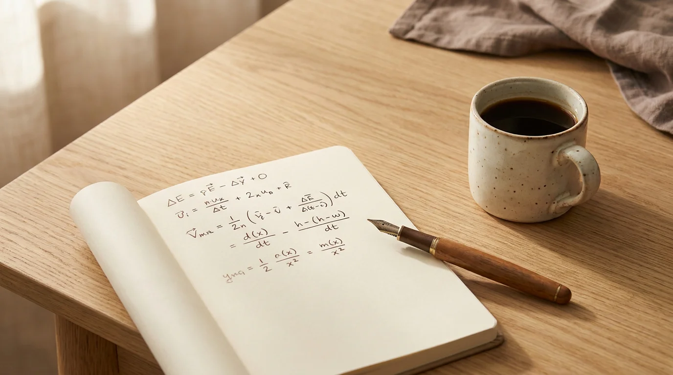 Notizbuch mit handschriftlicher Bonus-Rechnung und Stift daneben