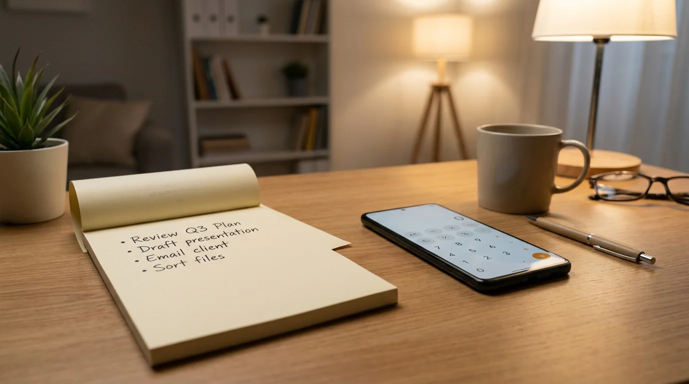 Notizbuch mit aufgelisteten Bonusbedingungen neben einem Smartphone