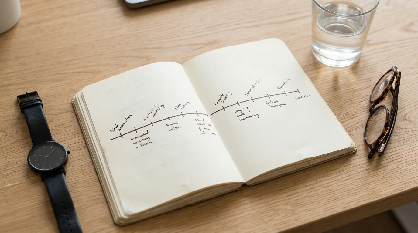Notizbuch mit einer Zeitleiste zur Planung von Spielsessions und Bonusfenstern