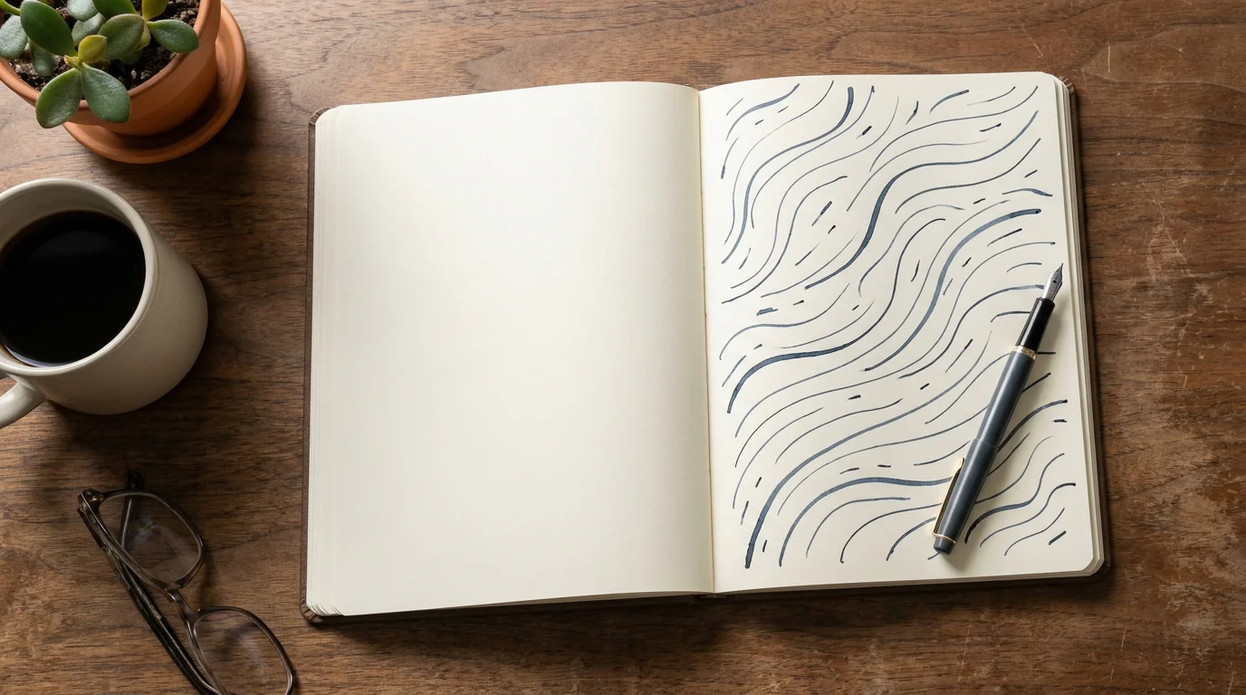 Notizbuch mit handschriftlicher Budget-Planung neben einer Tasse Kaffee